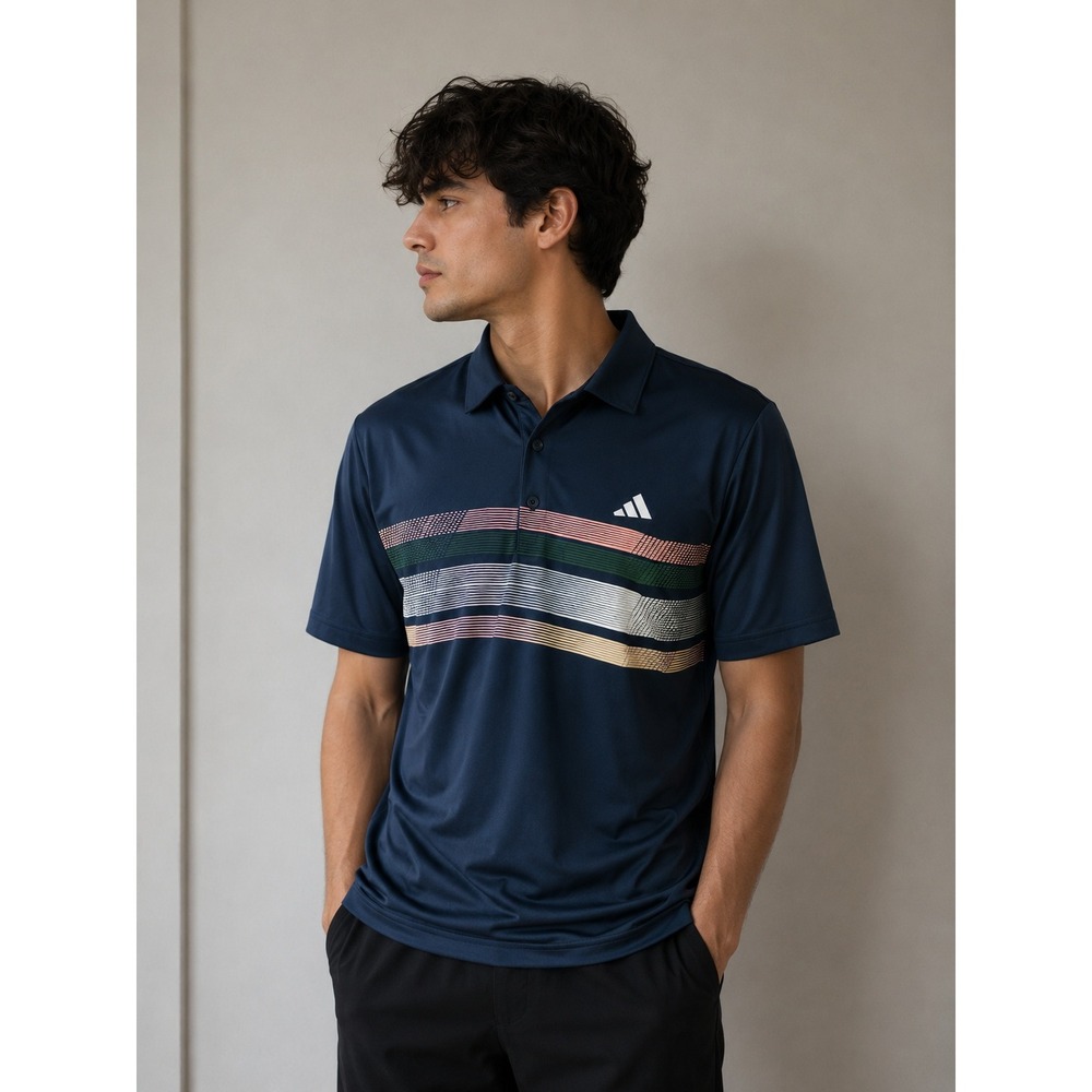 Adidas Golf Core Chest Stripe Polo Shirt Large Navy Performance Golf NWT